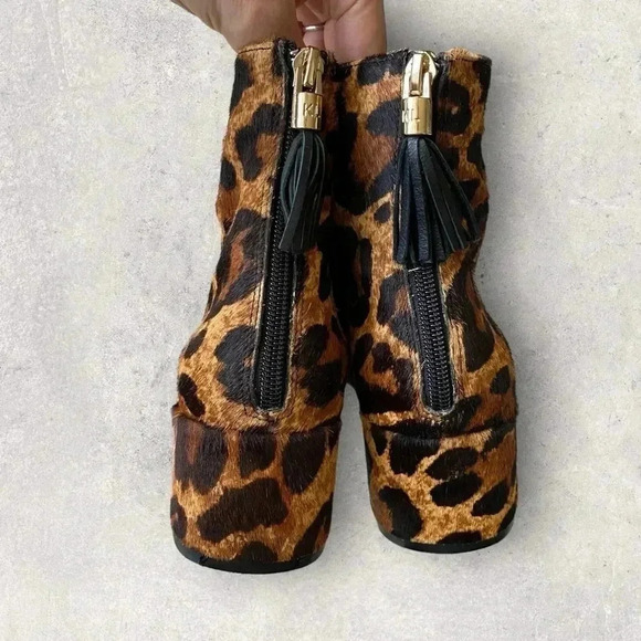KARL LAGERFELD Women's Brown Maude Leopard Haircalf Bootie size 8.5 - Picture 6 of 8
